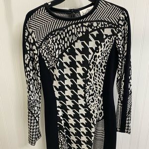 Black and cream sweater dress